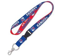NHL New York Rangers Premium Lanyard Keychain, 1 inch wide, Blue, Large