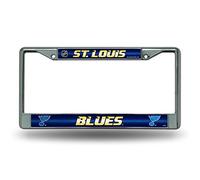 NHL Rico Industries Bling Chrome License Plate Frame with Glitter Accent, St. Louis Blues,Team Color,6 x 12.25-inches