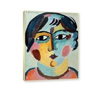 NHLDZYH Champagne Frame. Alexej von Jawlensky Art Prints - Portrait Painting - (Girl Head) - Vintage Wall Decoration Poster. 80x105cm-31.5x41.3in