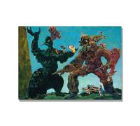 NHLDZYH Famous Paintings Wall Art, (The Barbarians) by Max Ernst, Canvas Print Poster, Abstract Art Picture for Living Room Bedroom Home Decor. 70x98cm-27.5x38.6in Only Canvas
