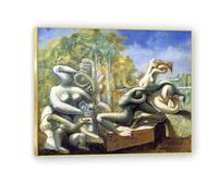 NHLDZYH Gold Frame. Famous Paintings Wall Art, (Luncheon on the Grass) by Max Ernst, Canvas Print Poster, Abstract Art Picture for Living Room Bedroom Home Decor. 80x96cm-31.4x37.8in