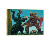 NHLDZYH Gold Frame. Famous Paintings Wall Art, (The Barbarians) by Max Ernst, Canvas Print Poster, Abstract Art Picture for Living Room Bedroom Home Decor. 40x56cm-15.7x20.1in