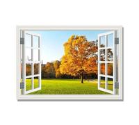 NHLDZYH Inner Frame. Open Window Canvas Wall Art, 3d Window View Poster with Realistic Depth, Framed Landscape Painting for Windowless Bathroom or Office. C28. 30x42cm