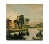 NHLDZYH John Constable Wall Art, (A View on the Stour), Famous Paintings Poster, Romanticism Retro Picture Prints Wall Decor. 50x50cm-19.6x19.6in Only Canvas