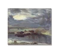 NHLDZYH John Constable Wall Art, (Barges on the Stol River), Famous Paintings Poster, Romanticism Retro Picture Prints Wall Decor. 30x36cm-11.8x14.2in Only Canvas