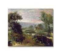 NHLDZYH John Constable Wall Art, (Scenery Near the Mill), Famous Paintings Poster, Romanticism Retro Picture Prints Wall Decor. 80x96cm-31.4x37.8in Only Canvas