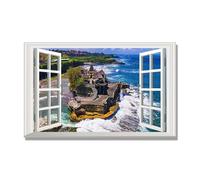 NHLDZYH Open Window Canvas Wall Art, 3d Window View Poster, Outdoor View Canvas Print for Bathroom, Kitchen or Closet. A90. 50x80cm. Only Canvas