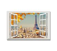 NHLDZYH Open Window Canvas Wall Art, 3d Window View Poster with Realistic Depth, Framed Landscape Painting for Windowless Bathroom or Office. A104. 50x80cm. Inner Frame