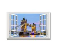 NHLDZYH Open Window Canvas Wall Art, 3d Window View Poster with Realistic Depth, Framed Landscape Painting for Windowless Bathroom or Office. A109. 60x96cm. Inner Frame