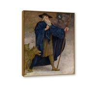 NHLDZYH Teak Frame. Hans Thoma Style Canvas Wall Art - Untitled 05", German Romantic Realism Painting with Symbolic Nature, Rustic Country Home Decor. 60x72cm-23.6x28.3in