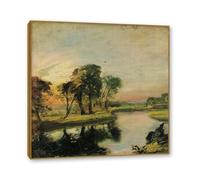 NHLDZYH Teak Frame. John Constable Wall Art, (A View on the Stour), Famous Paintings Poster, Romanticism Retro Picture Prints Wall Decor. 80x80cm-31.5x31.5in
