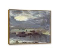 NHLDZYH Teak Frame. John Constable Wall Art, (Barges on the Stol River), Famous Paintings Poster, Romanticism Retro Picture Prints Wall Decor. 40x48cm-15.7x18.9in