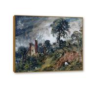 NHLDZYH Teak Frame. John Constable Wall Art, (Cabin in the Bushes), Famous Paintings Poster, Romanticism Retro Picture Prints Wall Decor. 60x72cm-23.6x28.3in