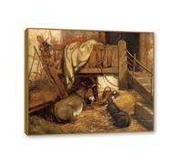 NHLDZYH Teak Frame. John Constable Wall Art, (Donkeys in the Stable), Famous Paintings Poster, Romanticism Retro Picture Prints Wall Decor. 50x60cm-19.6x23.6in
