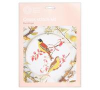 NHM Natural History Museum Cross Stitch Kit, Buntings Design, 14cm Embroidery Kits for Adults, Cross Stitch Kits for Adults Beginners, Gift Idea, with Embroidery Patterns, Embroidery Set