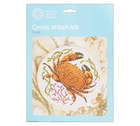 NHM Natural History Museum Cross Stitch Kit, Crab Design, 14 cm Embroidery Kits for Adults, Cross Stitch Kits for Adults Beginners, Gift Idea, with Embroidery Patterns, Embroidery Set