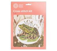NHM Natural History Museum Cross Stitch Kit, Frog Design, 14cm Embroidery Kits for Adults, Cross Stitch Kits for Adults Beginners, Gift Idea, with Embroidery Patterns, Embroidery Set