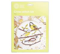 NHM Natural History Museum Cross Stitch Kit, Tits Design, 14 cm Embroidery Kits for Adults, Cross Stitch Kits for Adults Beginners, Gift Idea, with Embroidery Patterns, Embroidery Set