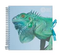 NHM Natural History Museum Wiro Bound Hardback Scrapbook, 40 Pages, White Paper, Iguana, 12 x 12, Multicoloured, with Coordinating Ribbon Closure and Wire Colours