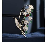 NHOSS Luxury Copper Micro Inlaid Bell Lily Of The Valley Brooch Women Wedding Jewelry Gifts Clothing Accessories 1Pcs (Color : Green)