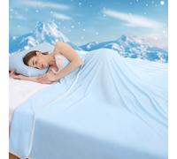 NHOWIN Cooling Blanket Single, Cooling Blanket for Night Sweats, Lightweight & Breathable Cool Blankets, Double-Sided Cool Fibre Summer Blankets for Hot Sleepers, 130 x 170 CM - Blue