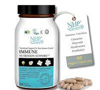 NHP Advanced Immune Support Supplement 60 Vegan Capsules - Elderberry Mushroom Complex with Probiotics Vitamin D3 Zinc & Beta Glucans for Daily Defence Gut Health Energy & Wellness