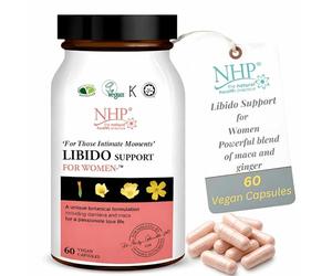 NHP Advanced Libido Support Supplement 60 Vegan Capsules - Herbal Libido Booster for Women with Maca Ginseng Zinc for Sexual Wellness Vitality Energy Stamina & Enhanced Intimacy
