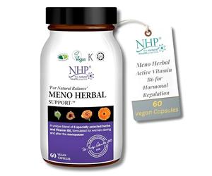 NHP Advanced Meno Herbal Support - Vegan Supplement for Hormonal Balance During Perimenopause & Menopause with Phytoestrogens, Vitamin B6, and Natural Herbal Ingredients 60 Vegan Capsules