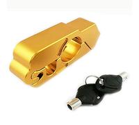NHPJ Universal ATV Alloy CNC Handle Throttle Grip Security Lock with 2 Keys,Motorcycle Lock - A Grip/Throttle/Brake/Handlebar Lock Moped-Gold