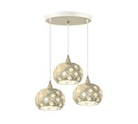NHPJFDC 3-Light Pendant Light Nordic Modern Kitchen Island Fixture, Hanging Lights for Dining Room Bedroom, White Hollow Metal Shade Lamp - E26 Base, Bulbs Not Included (1 Pack) T-256(A)