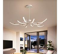 NHPJFDC Adjustable Flower Wave LED Chandelier - Modern Pendant Light for Living Room, Bedroom, Dining Table - 10 Heads, 80W, White - Creative Stepless Dimming Ceiling Fixture