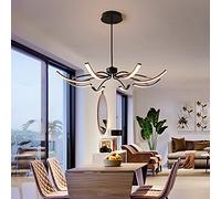 NHPJFDC Adjustable Flower Wave LED Chandelier - Modern Pendant Light for Living Room, Bedroom & Dining Table - 8 Heads, 64W, Black & 3 Color Options - Stylish Ceiling Lighting Decor