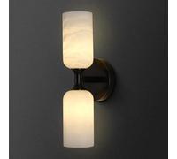 NHPJFDC Alabaster Wall Sconce Modern Natural Marble Bathroom Vanity Sconces Vintage Indoor Black Wall Lighting Fixtures Decor for Bedroom Living Room Staircases Hallway