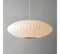 NHPJFDC Beige Minimalist Pendant Light, 27.5-Inch Disk-Shaped Silk Shade, Modern Indoor Lighting Fixture for Dining Room, Kitchen, Living Room Decor