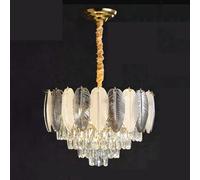 NHPJFDC Black Crystal Chandelier for Foyer Dimmable Mid Century Modern Pendant Light Fixture with Feather Glass Round Large Ceiling Hanging Lamp for Dining Room Bedroom Farmhouse Living Room