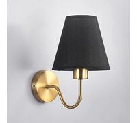 NHPJFDC Brass Wall Sconce, Bedside Wall Lamp with Tapered Fabric Shade, Modern Gold Gooseneck Mid-Century Light Fixture for Bedroom Living Room Hallway Reading Accent Lighting(Svart)