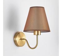 NHPJFDC Brass Wall Sconce, Bedside Wall Lamp with Tapered Fabric Shade, Modern Gold Gooseneck Mid-Century Light Fixture for Bedroom Living Room Hallway Reading Accent Lighting(Brown)