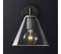 NHPJFDC Cone Shape Antique Wall Light Vintage Industrial Wall Sconce Rustic Indoor Metal Wall Lamp Fixture with Clear Glass Shade for Loft Cafe Bar Restaurant(Black)