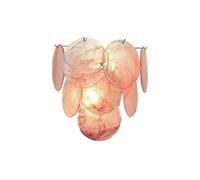 NHPJFDC Contemporary Iridescent Pink Glass Petal Wall Sconce Creative Shell Design Wall Mounted Light Fixture with Three Color Dimmable Illumination for Bedroom Living Room Hallway Stair Décor