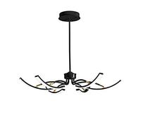 NHPJFDC Creative Adjustable Flower Wave LED Chandelier, Modern 6-Head Pendant Light Fixture, Black & Warm White Ceiling Lighting for Living Room, Bedroom & Dining Table - 48W