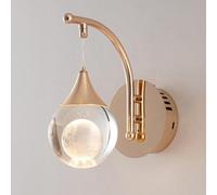 NHPJFDC Crystal Wall Sconce, Bed Side Night Light with 3D Laser Engraved Globe Shade, Modern Gold Wall Lamp, Whimsical Decorative Accent Lighting for Kids Room, Bedroom, Hallway(Moon)