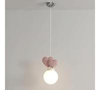 NHPJFDC Cute Heart Shaped Pendant Light, Modern LED E26 3 Color Changing Ceiling Lamp with Adjustable Cord, Heart Hanging Fixture for Kids Room Bedroom Girls Room Dining Decor(Pink)