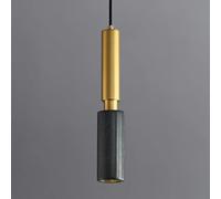 NHPJFDC Dimmable Modern Marble Pendant Light, Long Tube Brass Hanging Lamp for Living Room, Kitchen Island & Dining Room, Elegant Chandelier, White Neutral Light, Cafe Decor