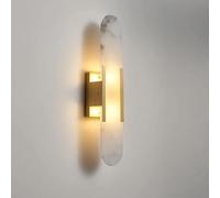 NHPJFDC European Living Room Wall Sconces Indoor Vintage Iron Wall Mount Lights Mid Century Natural Marble Wall Lamp Fixture for Bedroom Bathroom Vanity Bar Entryway(50CM)