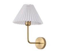 NHPJFDC Fabric Pleated Wall Sconces Antique Gold Modern Wall Light Bedside Wall Mounted Lamp for Bedroom Kids Room Kitchen Hallway Farmhouse(White)