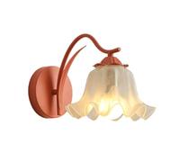 NHPJFDC Floral Wall Sconce Lighting, Green Lily Flower Wall Lamp Fixture, Frosted Glass Shade Wall Light, Elegant Bedside Lamp for Girls Room, Bedroom, Living Room, Cottage Decor(Pink)