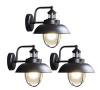 NHPJFDC Industrial Black Iron Wall Sconce - Rustic Outdoor Balcony Light, Pot Lid Control, Vintage-Style Wall Lamp for Bathroom and Patio, Decorative Exterior Lighting (Black 3 Packs)
