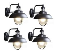 NHPJFDC Industrial Black Iron Wall Sconce - Rustic Outdoor Balcony Light, Pot Lid Control, Vintage-Style Wall Lamp for Bathroom and Patio, Decorative Exterior Lighting (Black 4 Packs)