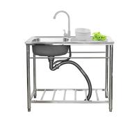 NHPJFDC Kitchen Sink Multifunction Stainless Steel - Commercial with Workbench for Outdoor or Indoor - Free Standing Utility with Splash Guard