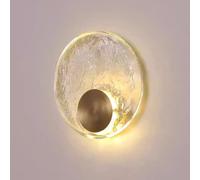 NHPJFDC LED Wall Light Fixture Indoor Vintage Brushed Brass Wall Sconce Mid Century Round Crystal Wall Mounted Lamp Modern Antique Wall Lighting Gold for Living Room Hallway Bathroom Aisle Staircase
